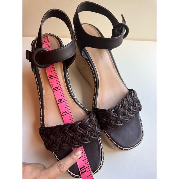 Veronica Beard  brown Reema Braided Ankle-Strap Wedge Sandals size 12 - Picture 8 of 13